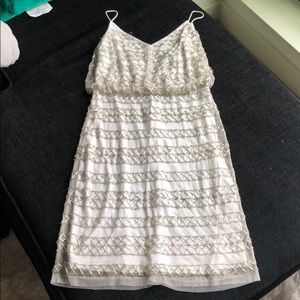Off White Beaded Mini Dress